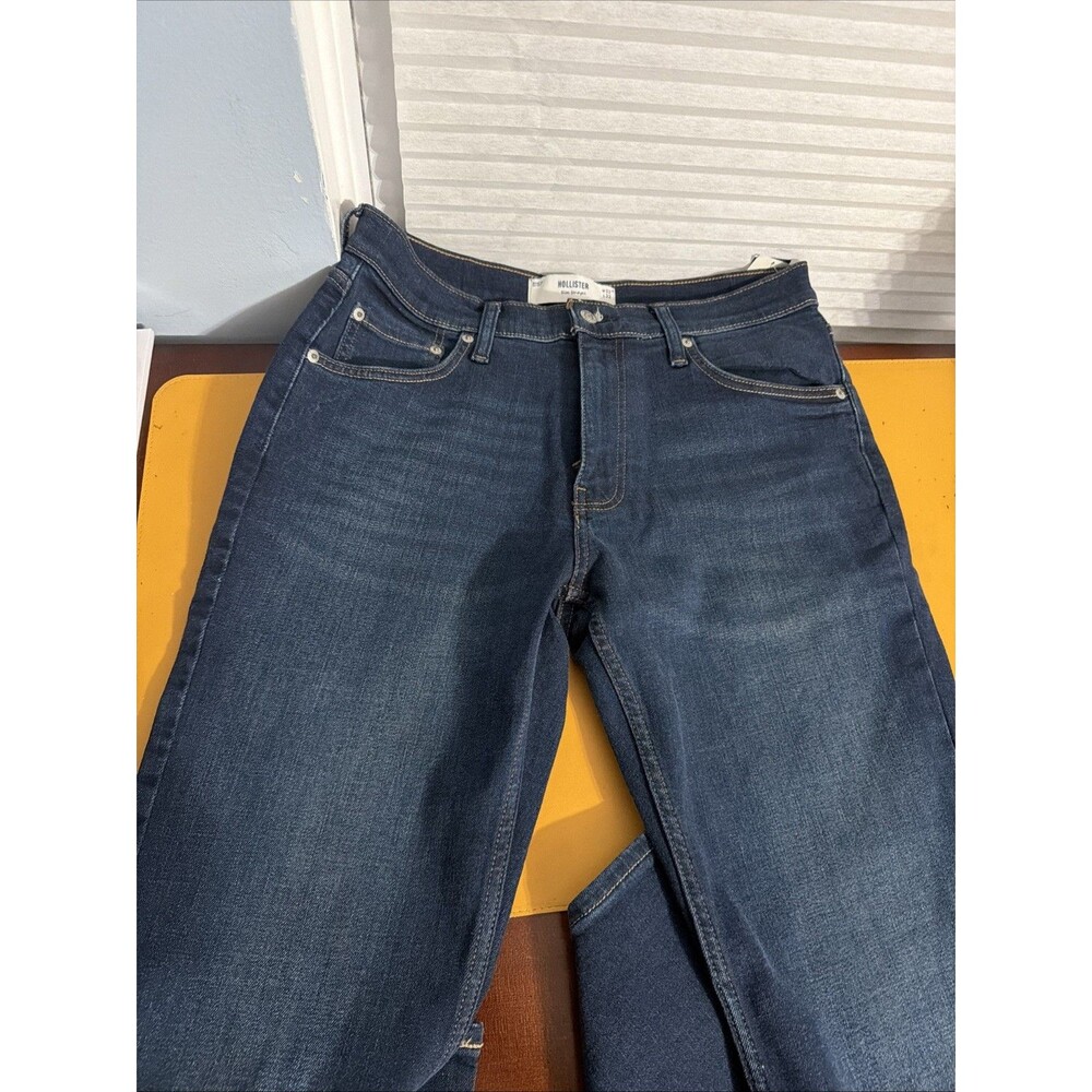 Hollister Slim Straight Stretch Jeans Blue Denim Mid Rise New with Tags